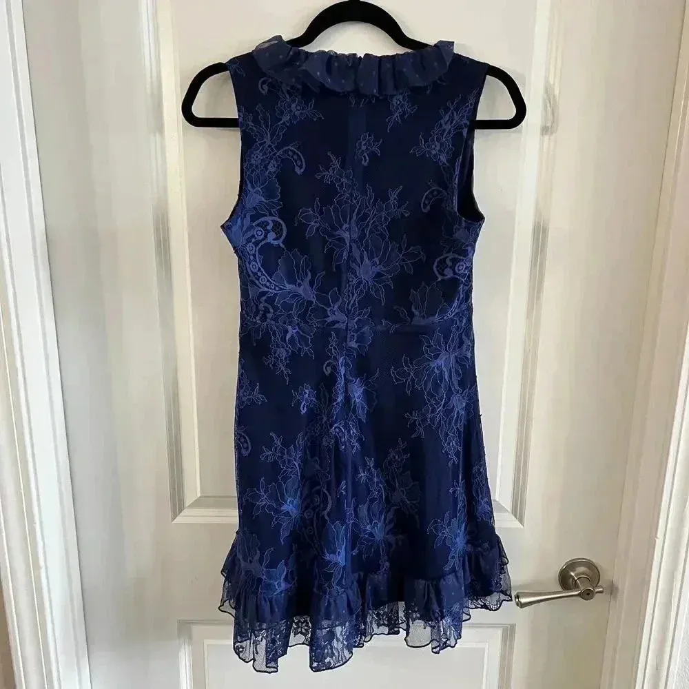 Lovers + Friends Maren Lace Mini Dress Size Medium Color Blue - Image 7