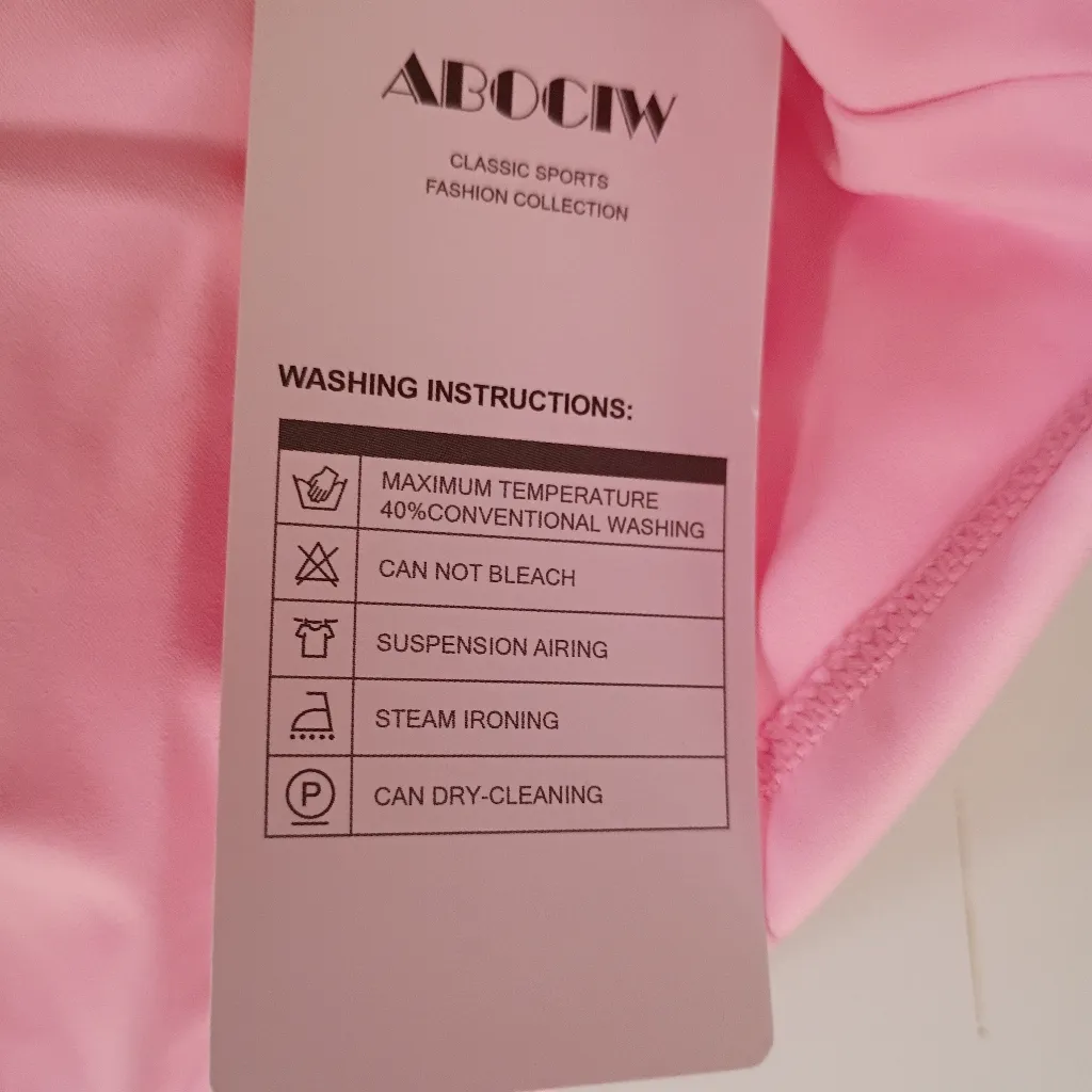 ABOCIW Pink Strappy Sports Cami Top Large Stretchy Active Tank Workout - Image 5