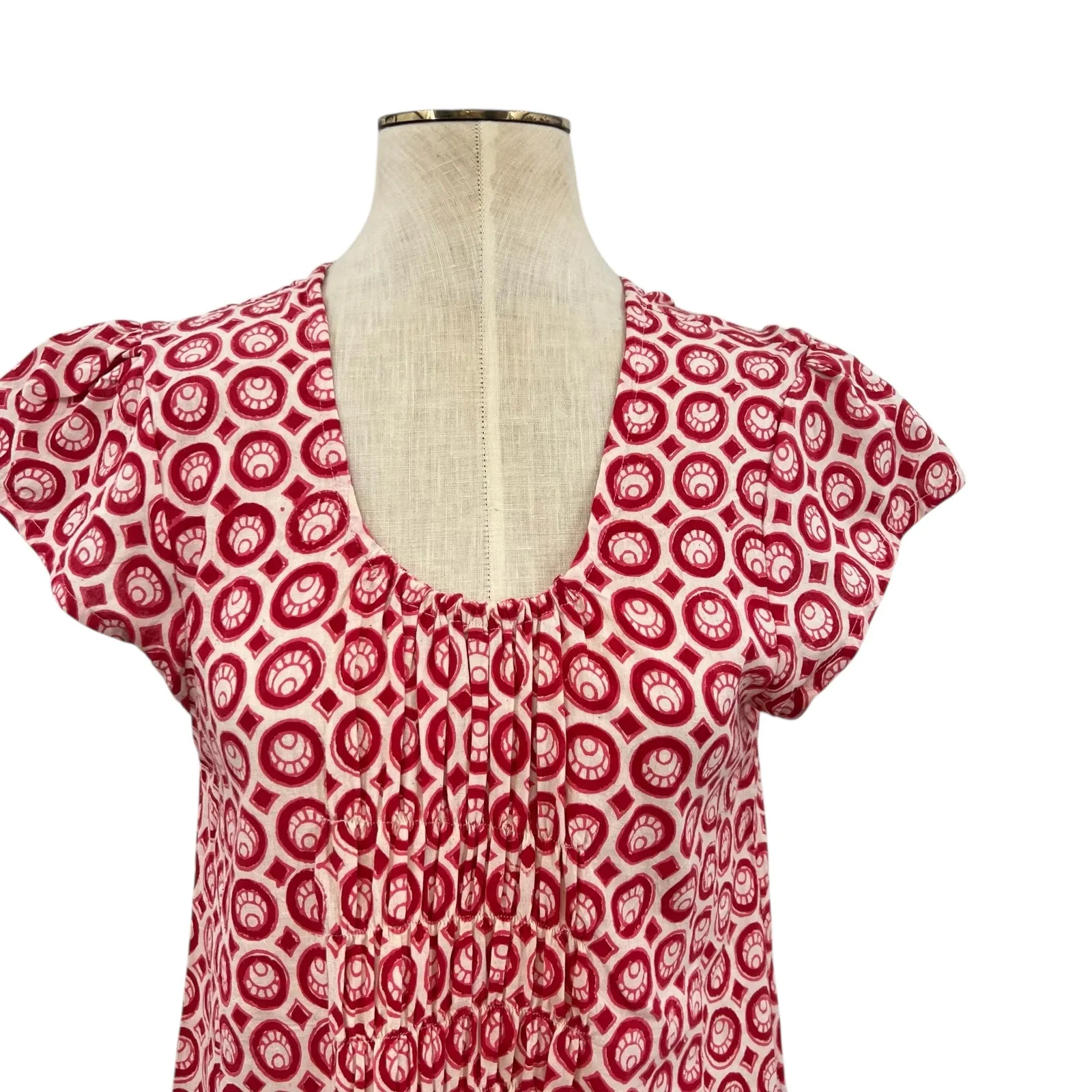 Mata Traders Lakeshore Dress Cotton Circle‎ Printed Red White Size XL - Image 2