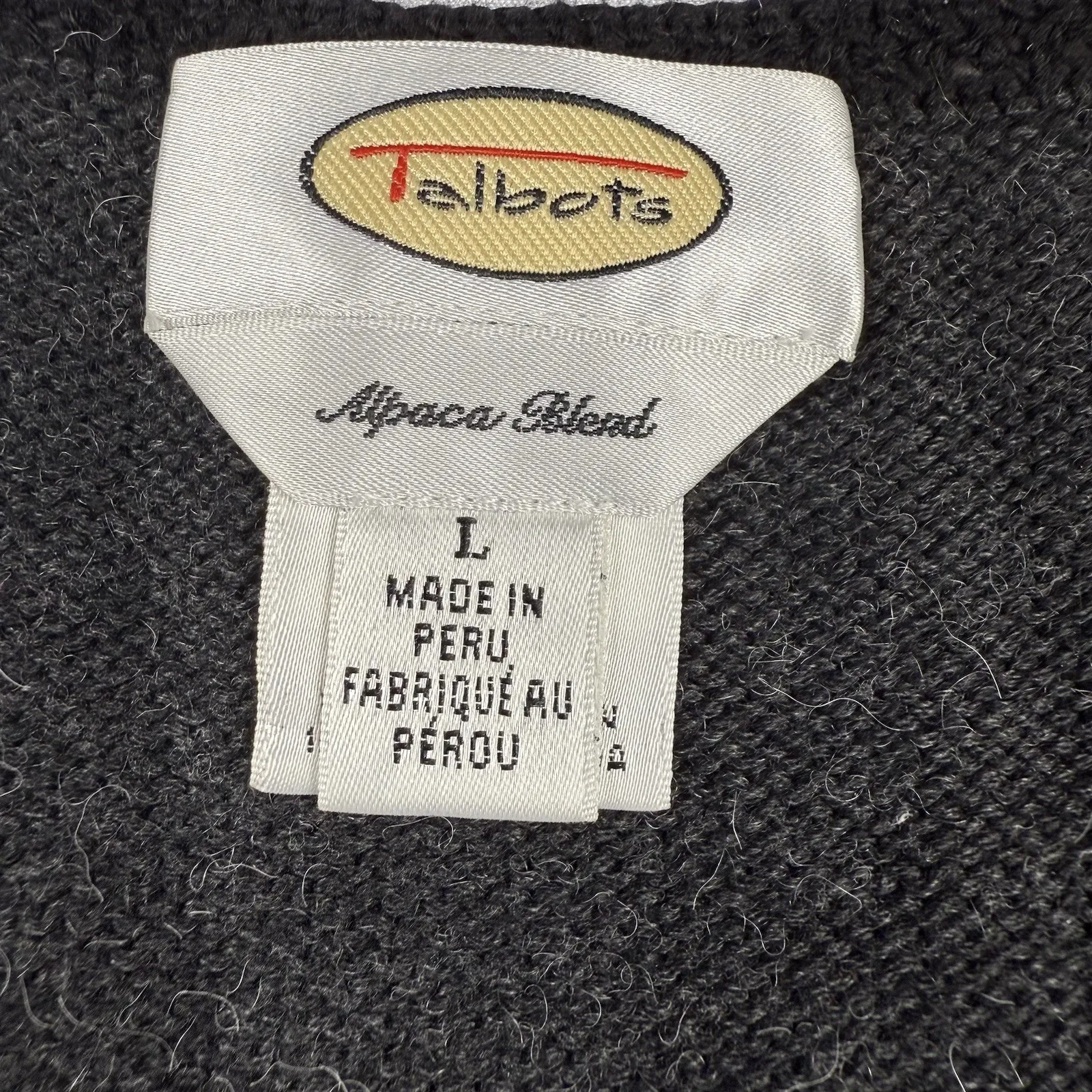 Talbots Alpaca Blend Cardigan Sweater Women's Size Large Peru Full Zip Lux Grays - Image 6