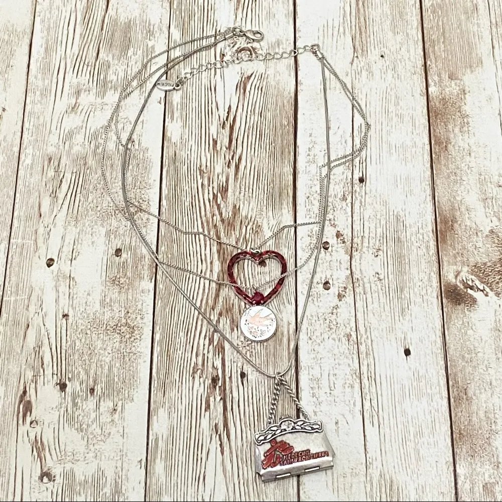 Rare Pilgrim MSF Triple Chain Pendant Necklace - Image 9