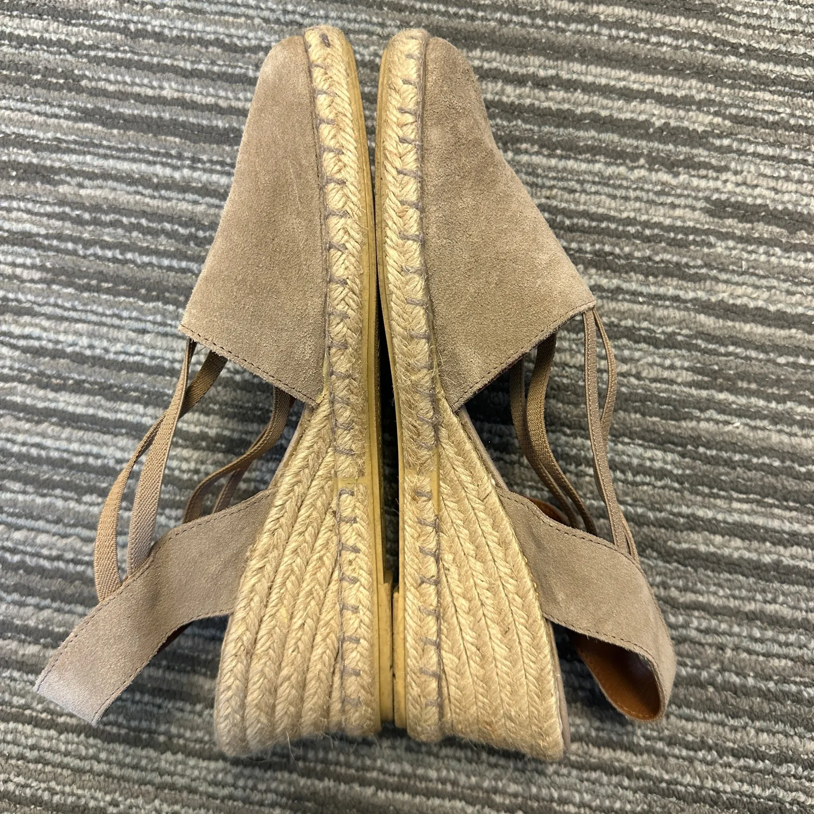 Verbenas Maika Taupe Suede Wedge D’Orsay Espadrille Sandals Boho Preppy Coastal Tan Size 9.5 - Image 5