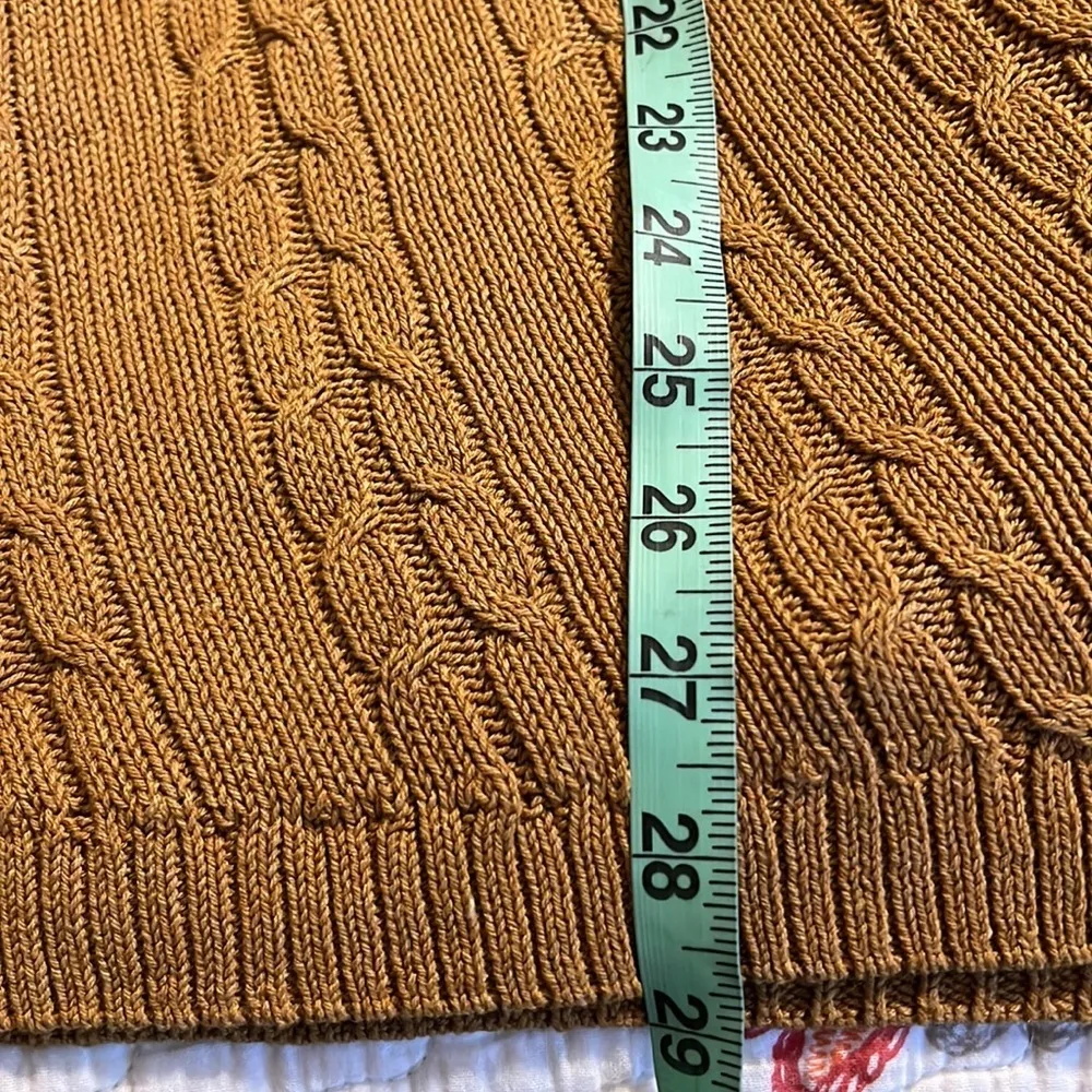 J. JILL small women's mustard brown cardigan cable knit open front 3/4 sleeves Tan - Image 7