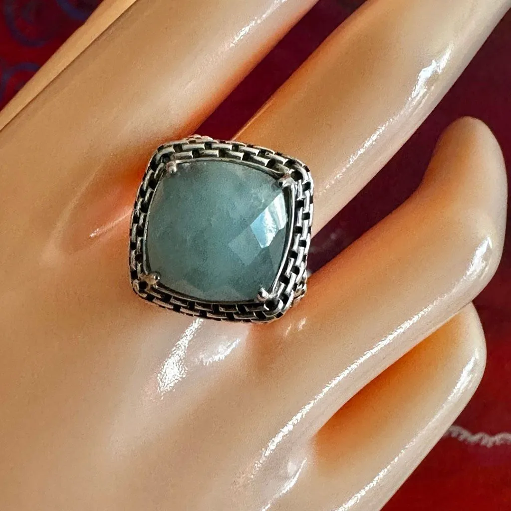 Clyde Duneier Sterling Silver Milky Aquamarine Ring - Image 2