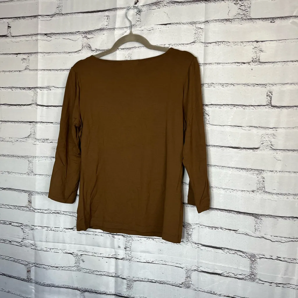 Vintage Lauren Ralph Lauren Brown Longsleeve Top Women’s M Preppy Minimalist Y2K Size M - Image 9