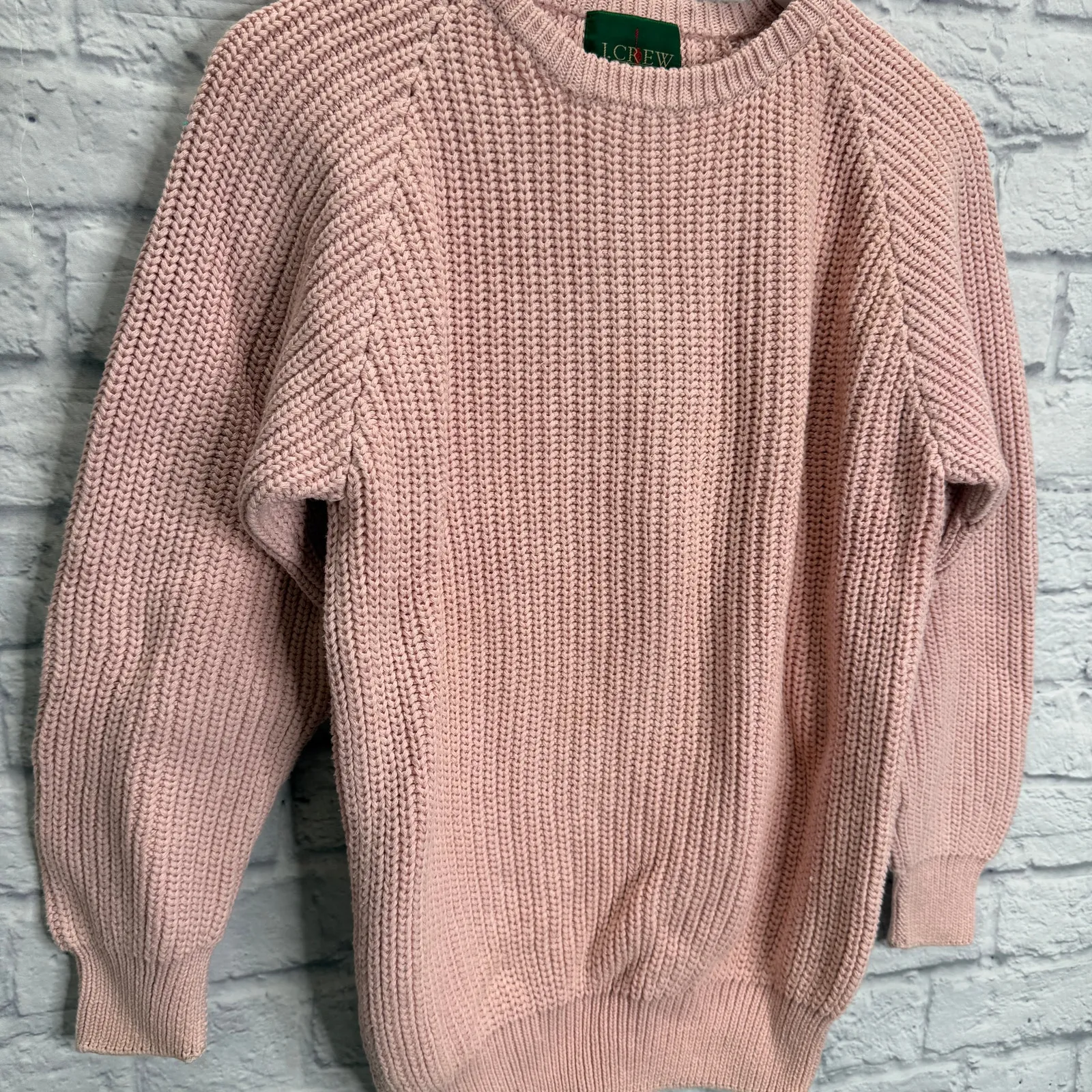 Vintage J. Crew Outfitters Knit Sweater Size L Blush Pink Chunky Knit Crewneck - Image 2