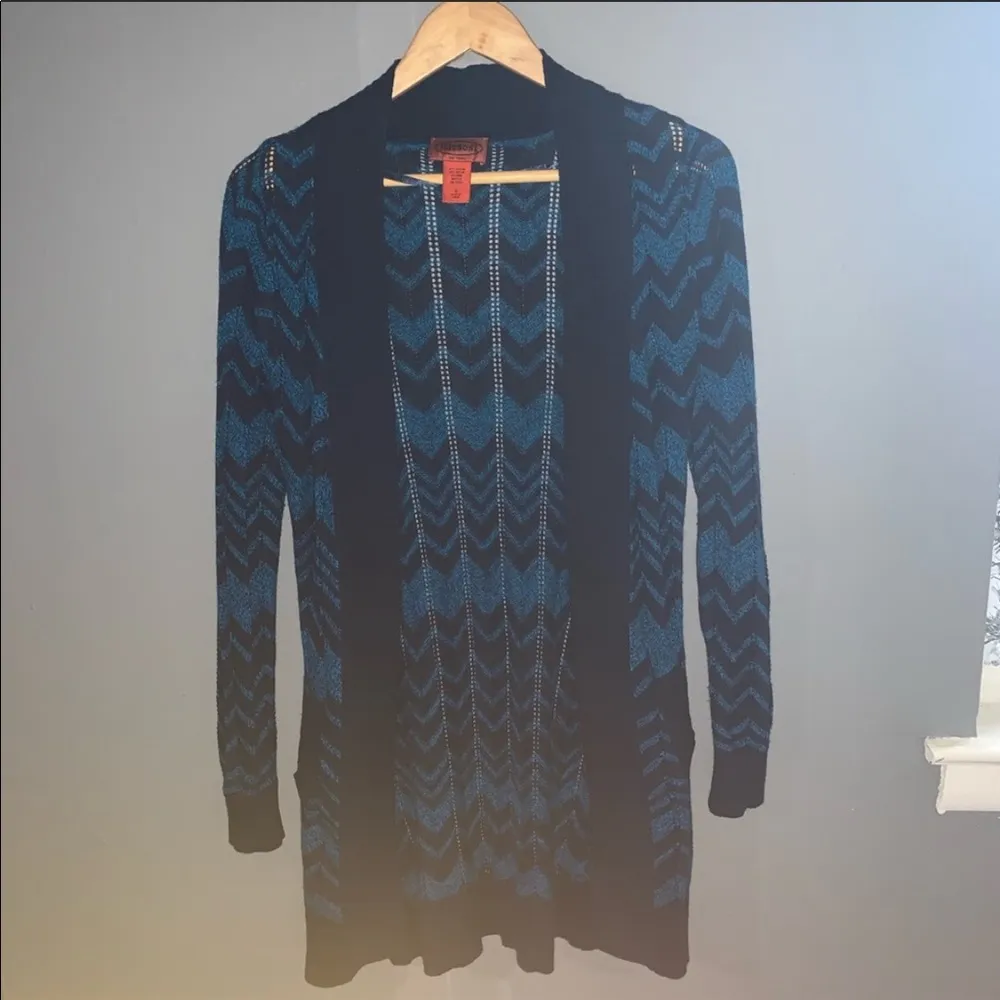 Missoni blue chevron knit open front cardigan - Image 5