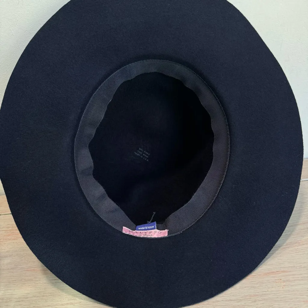 Calypso St Barth Women’s Navy Wool Floppy Boho Chic Hat One Size Made In USA‎ - Image 5