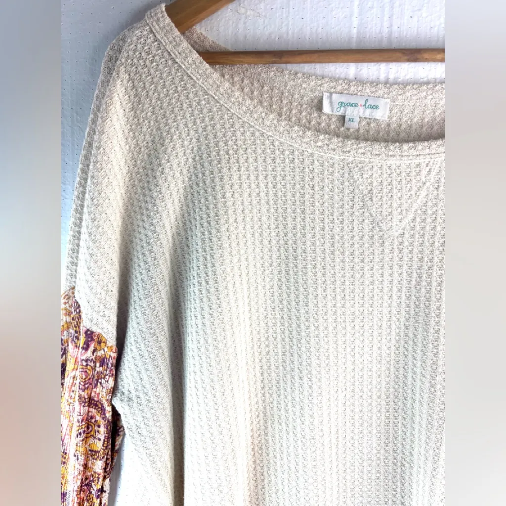 Grace & Lace XL Boho Textured Waffle Knit Pullover Too - Image 4