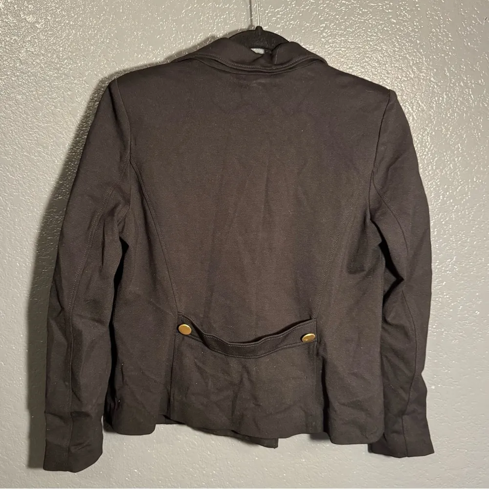 Roz and Ali Women’s Blazer Black Gold Buttons Petite Double Breasted Size Medium - Image 5