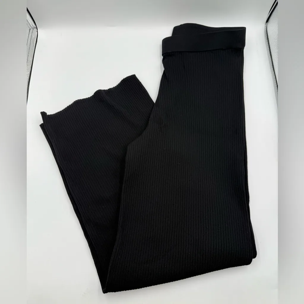 House of Harlow 1960 Ribbed Wide Leg Pants Black Size L - Image 2