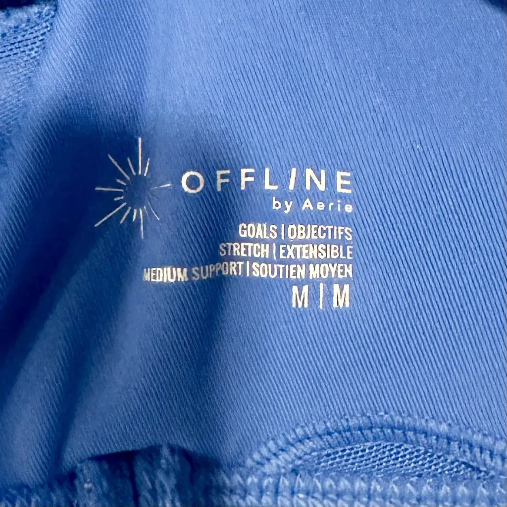 NWT Offline by Aerie Goals Blue Ribbed Padded Sports Bra - Size: Medium - Image 2