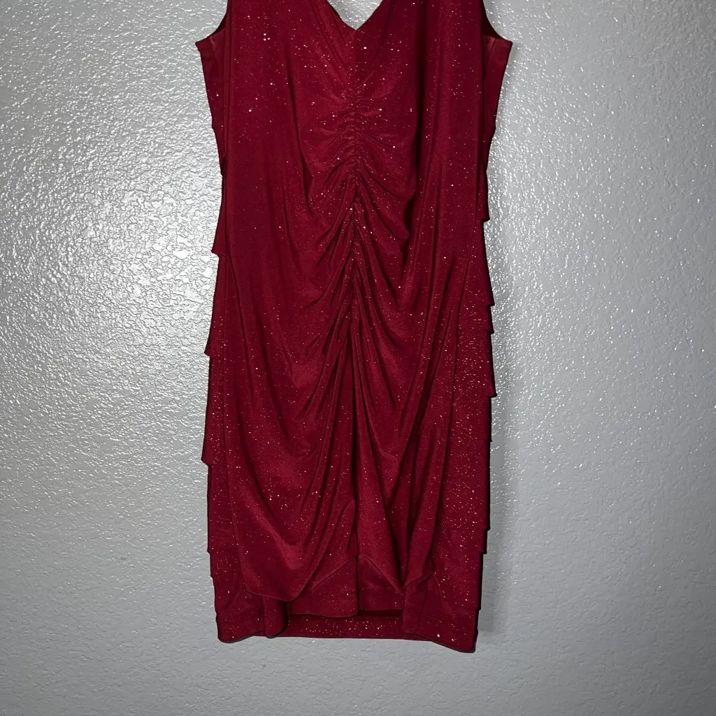 Emerald Sundae Burgundy Glitter Bodycon Dress Large Cocktail Party Dress - Image 4