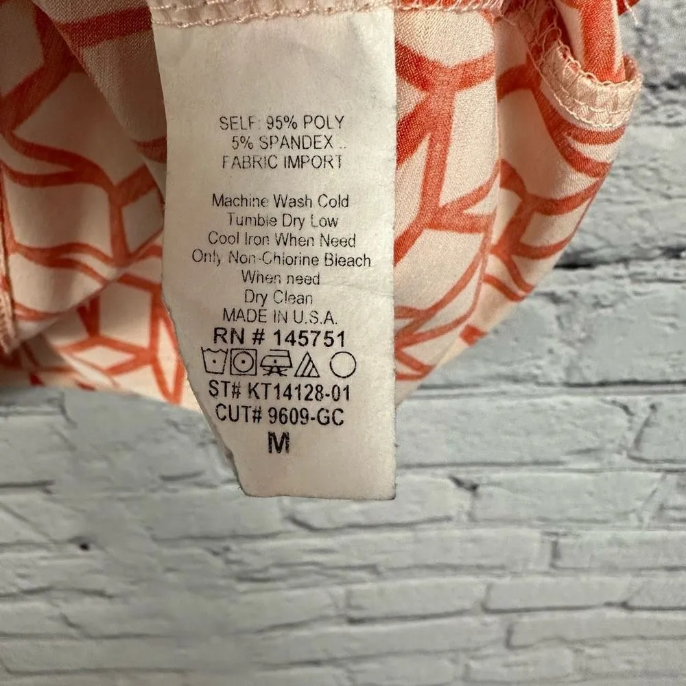 41 Hawthorn Women’s Valerie Shirt Sleeveless Faux Wrap Tie Geometric Red/Cream M Size M - Image 6