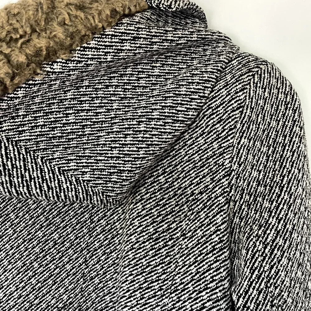 Hawke & Co Outfitters knit black and white patterned coat hood winter women's M Size M - Image 10