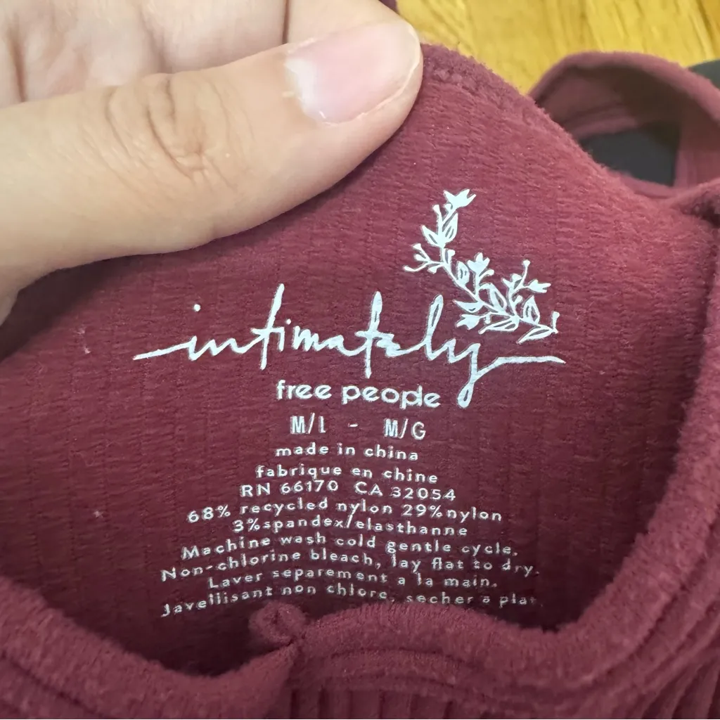 Free People Size M/L Ribbed Bodysuit Plum Wine Intimately Free medium / large - Image 10