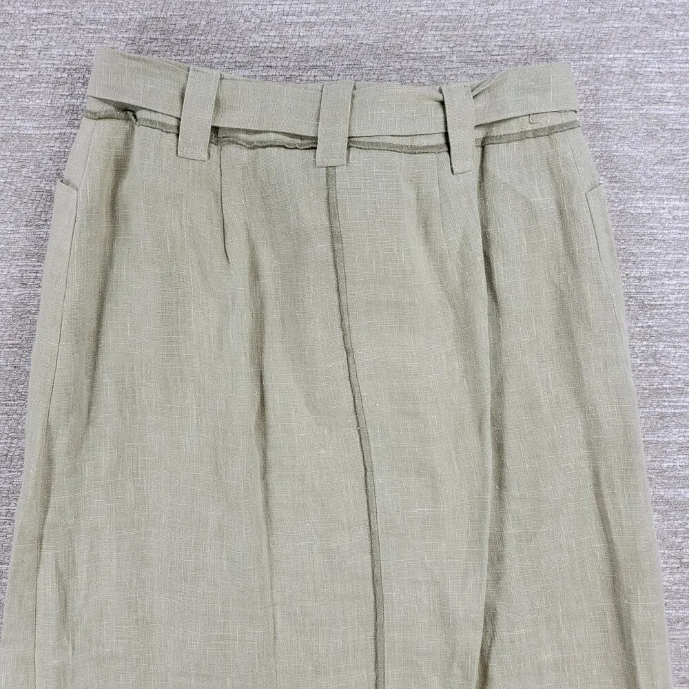 Harve Benard Linen Skirt Womens 6 Tan Lightweight Tie Waist Lagenlook Minimalist - Image 14