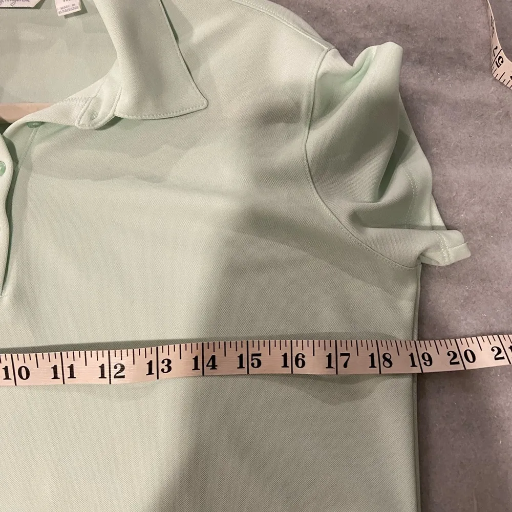 Lady Hagen Size M Mont Green Short Sleeve Polo Shirt Logo Split Hem Button - Image 8