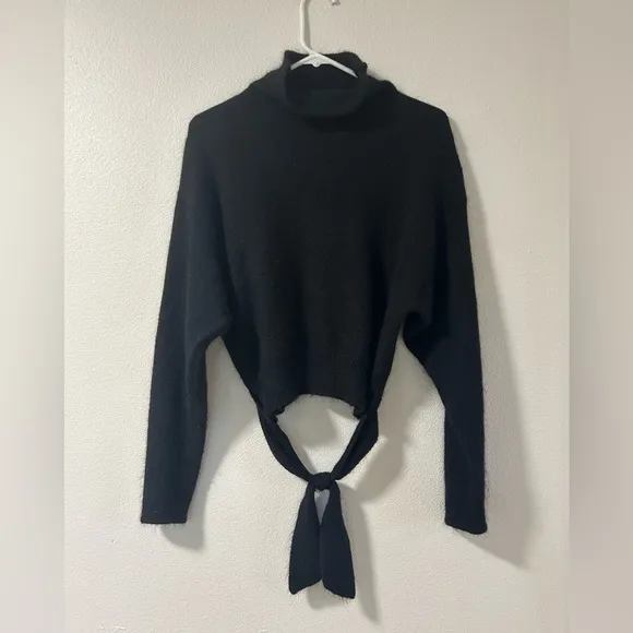 Aritzia - Wilfred Lorin Alpaca Blend Turtleneck Sweater Tie Detail Black Size S - Image 2