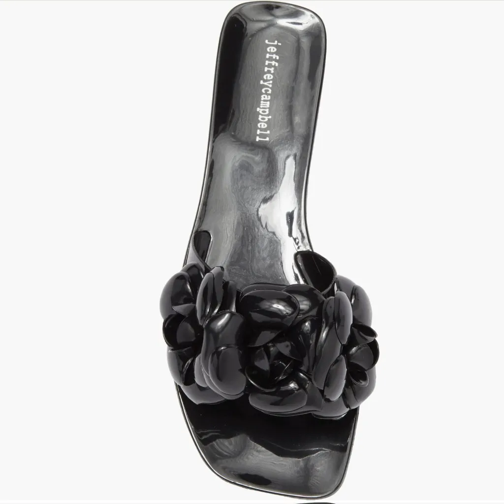 NEW Jeffrey Campbell Floralee Slide Sandal (Women) 7M, BLACK SHINY - Image 5
