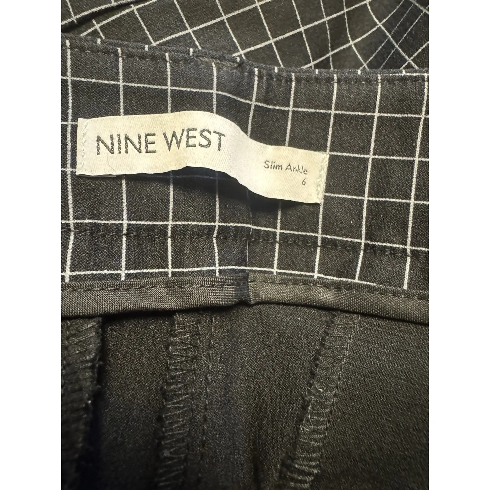 Nine West Women's Black‎ Checked Trousers Size 6 Slim Ankle Rayon Nylon Stretchy - Image 4