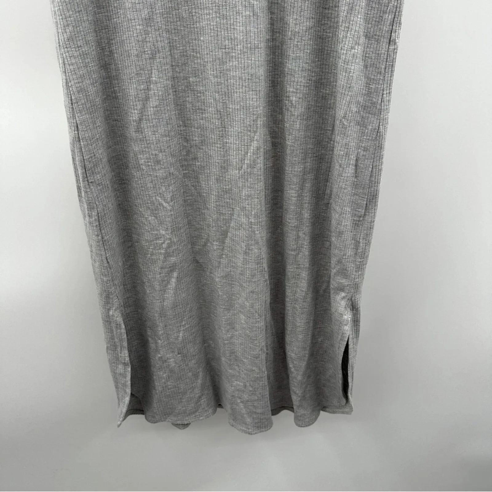 Eileen Fisher Dark Pearl Tencel Rib Crewneck Elbow Sleeve Midi Dress Size XS‎ - Image 4