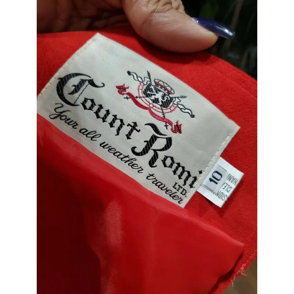 Vintage Count Romi Solid Red Single Breasted Long Sleeve Fitted Blazer Size 10 - Image 9