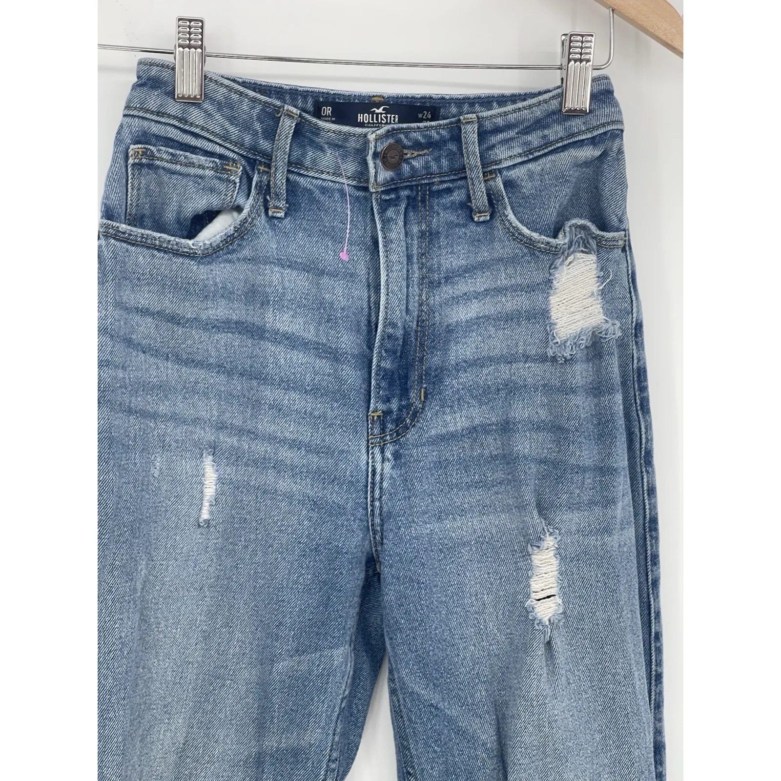 Hollister Women's Ultra High-Rise Dad Jeans Size 0R 24x31 Light Faded Wash Q0017 - Image 3