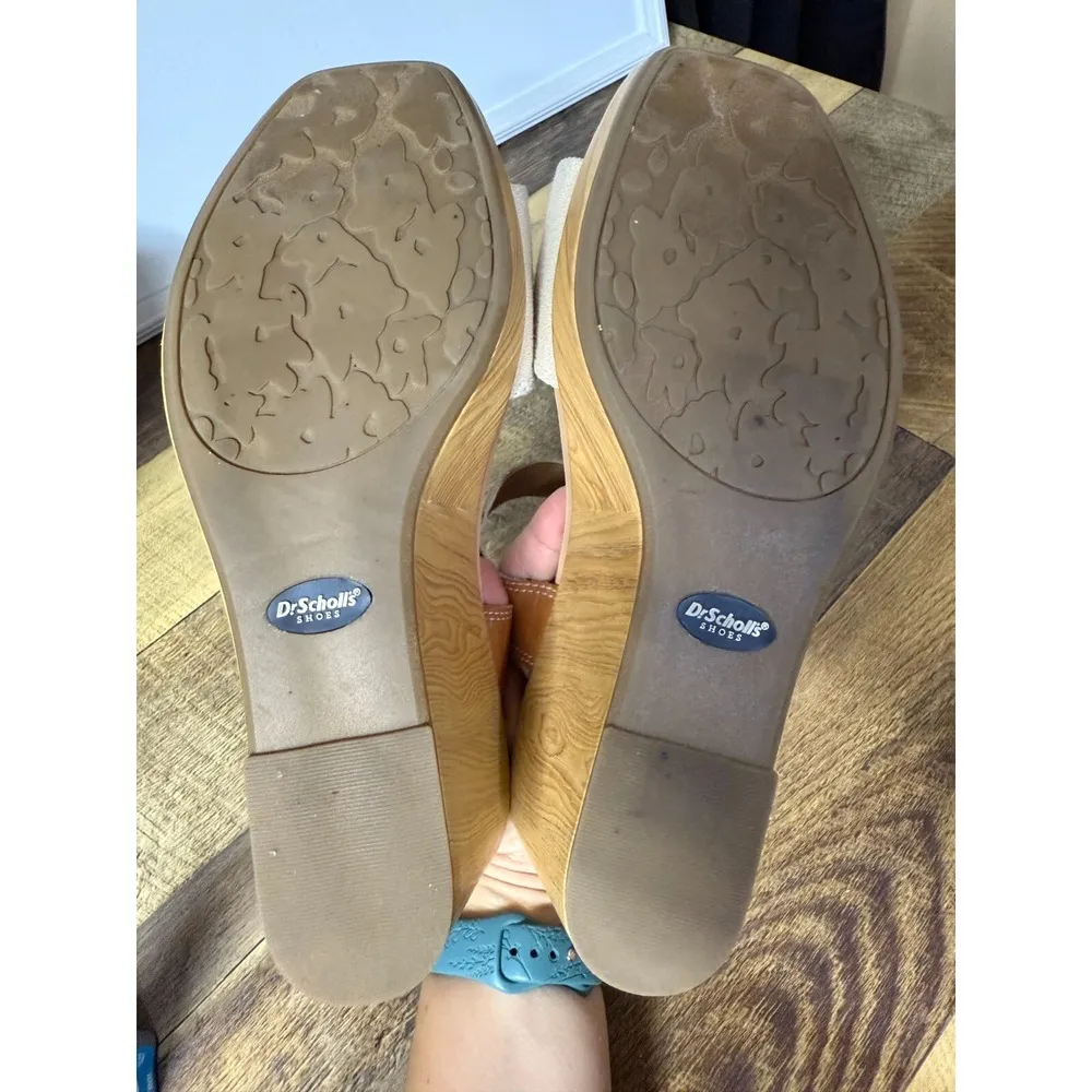 Dr. Scholls Womens Glimmer Wedge Open Toe Slingback Sandal Beige/Brown Size 9.5M Brown - Image 7