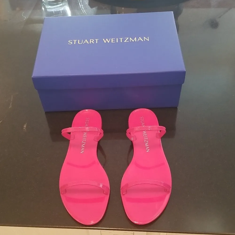 💕STUART WEITZMAN💕 Sawyer Slide Dual-Band Jelly Flat Sandals in Orchid ~ 8 NWT - Image 8