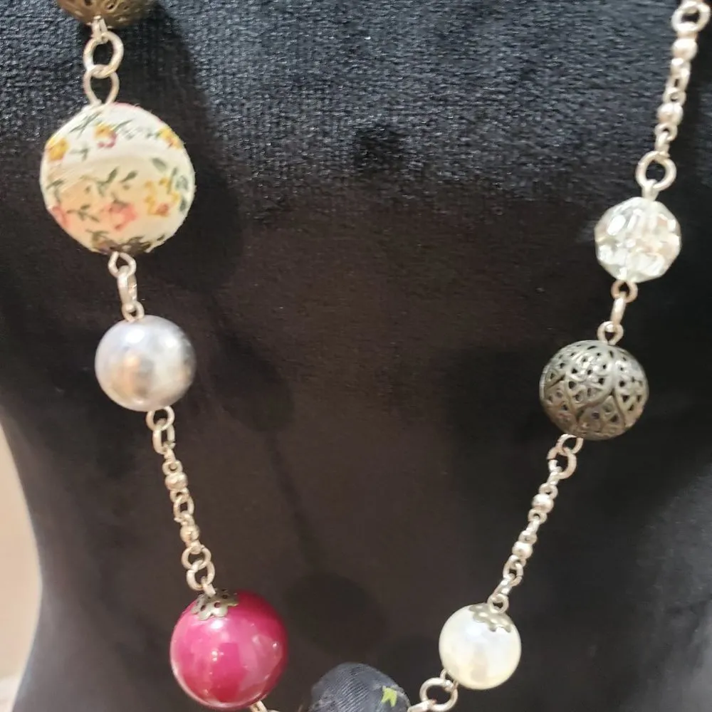 Womens Colorful Round Beaded Chain Long Fashion Jewelry Necklaces Red - Image 3