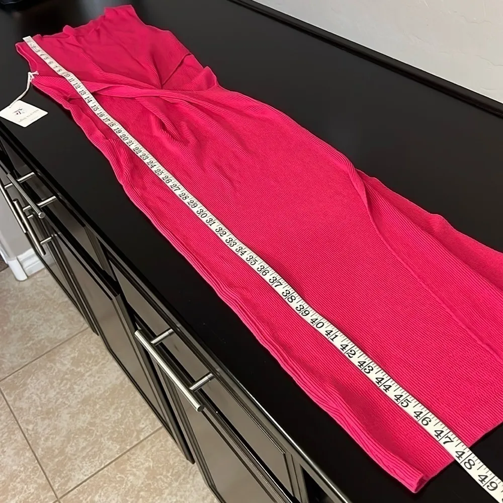 Miss Eleven midriff cut out sweater dress, midi bodycon, stretchy, Large,NWT Pink - Image 3