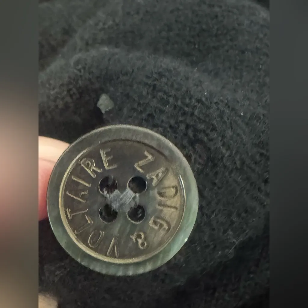 Zadig & Voltaire Jim Cashmere Crystal Studded Cardigan Black Size Large *READ* - Image 13