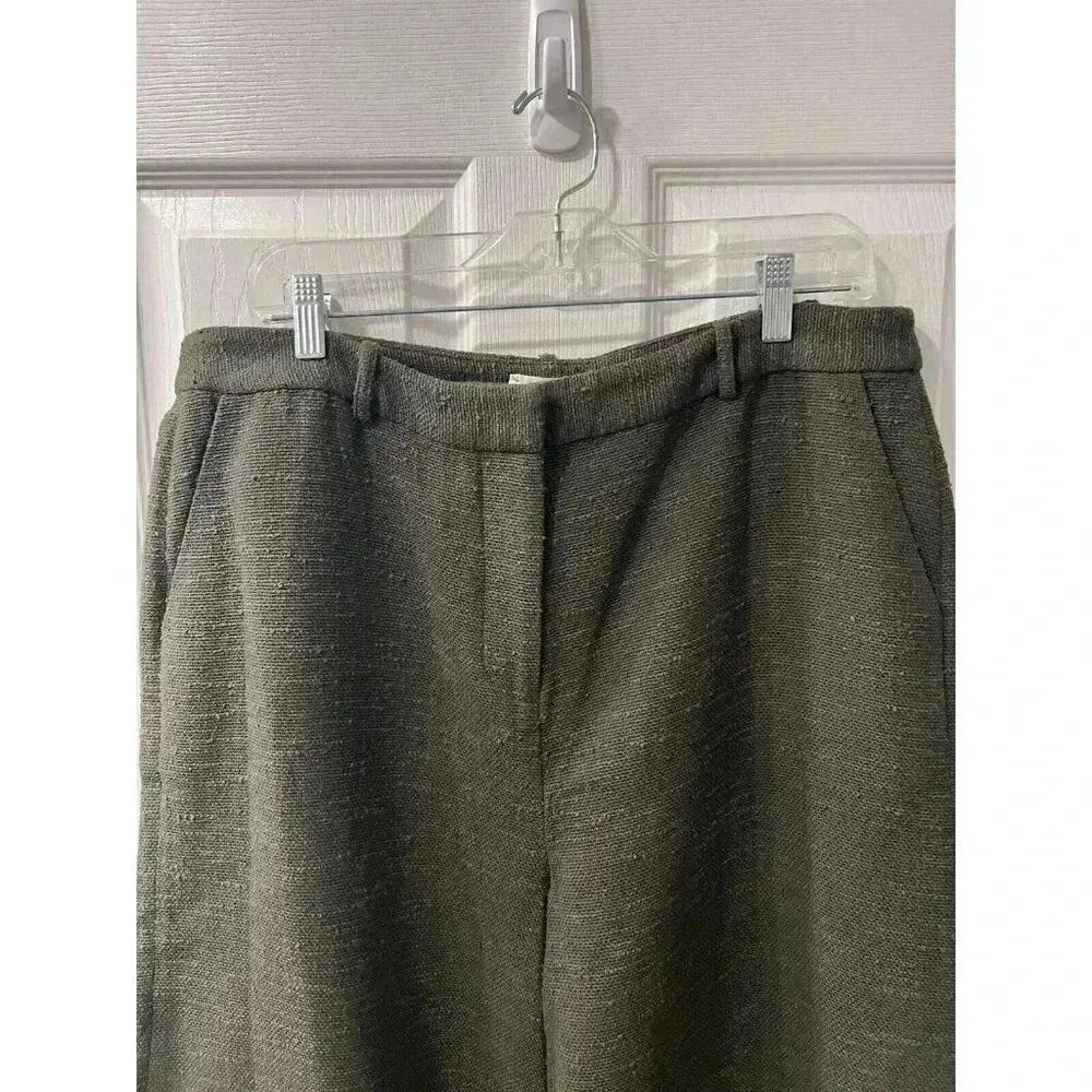 L’Agence Pilar Green Cotton Boucle Wide Leg Pants Size 16 Business NWT - Image 4