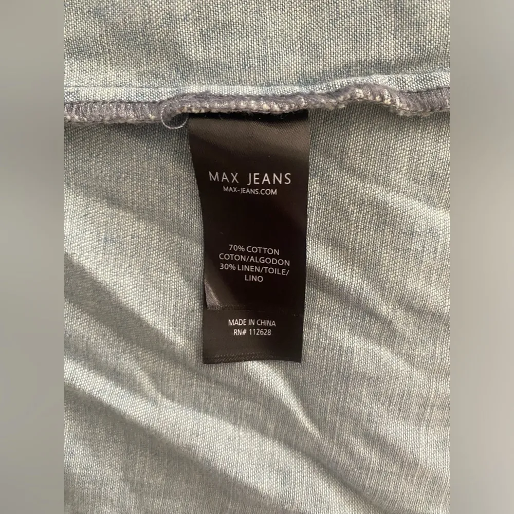 Max Jeans Womens Blue Denim Drape Front Cinch Waist Drawstring Jacket Size XS - Image 6