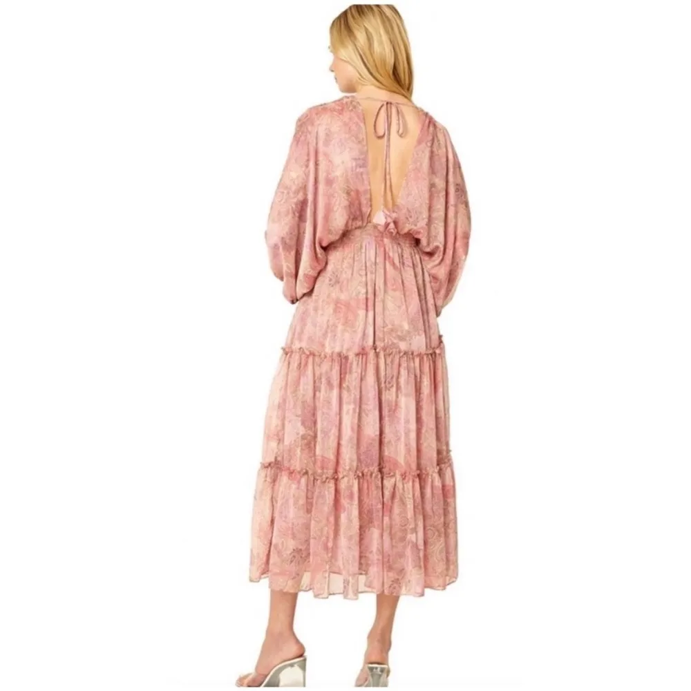 MISA Los Angeles pink paisley chiffon midi dress - Image 4