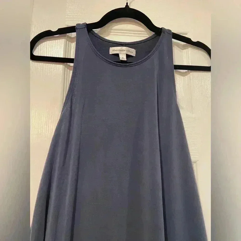 Abercrombie & Fitch Navy Blue Soft Flowy Viscose Racerback Top Tank Dress Size S - Image 4