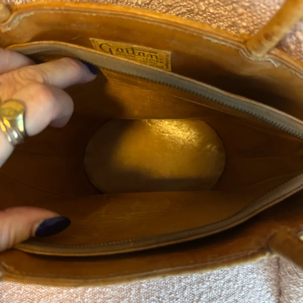 Vintage Hand Carved Leather Handbag by Gaitan in Mexico Tan - Image 6