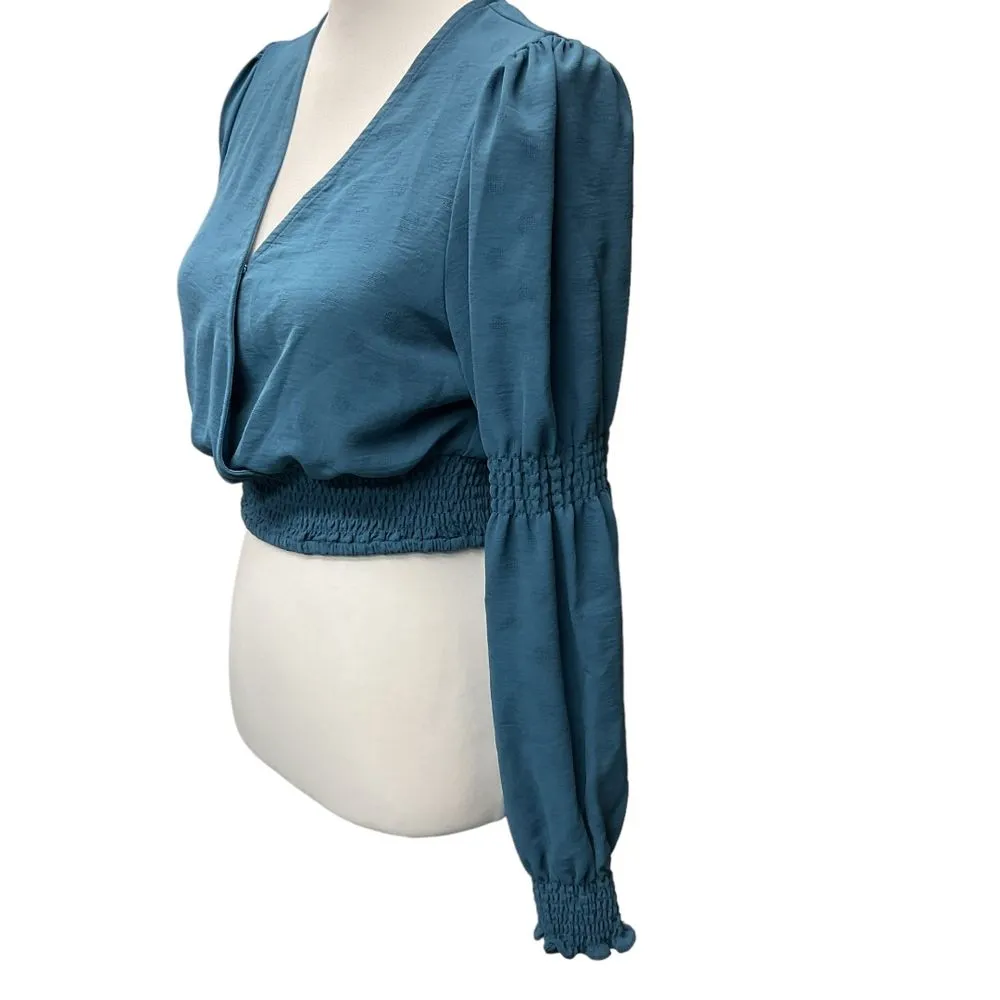 New! BCBGeneration‎ Women's Long Sleeve Surplice Top Size Small Smocked Waist - Image 3