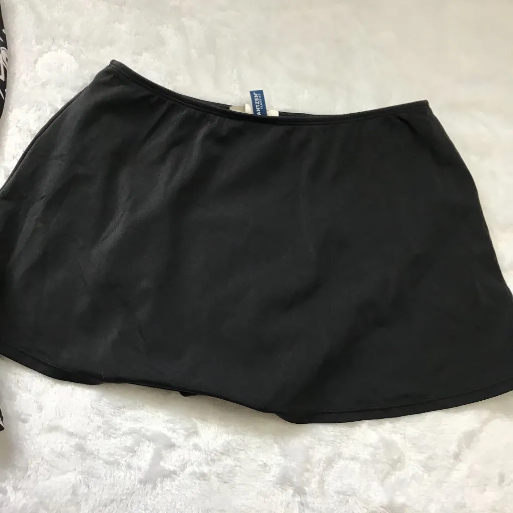 Jantzen Halter Tankini Top Skirted Bottoms Womens 10 Black White Two Piece‎ - Image 7