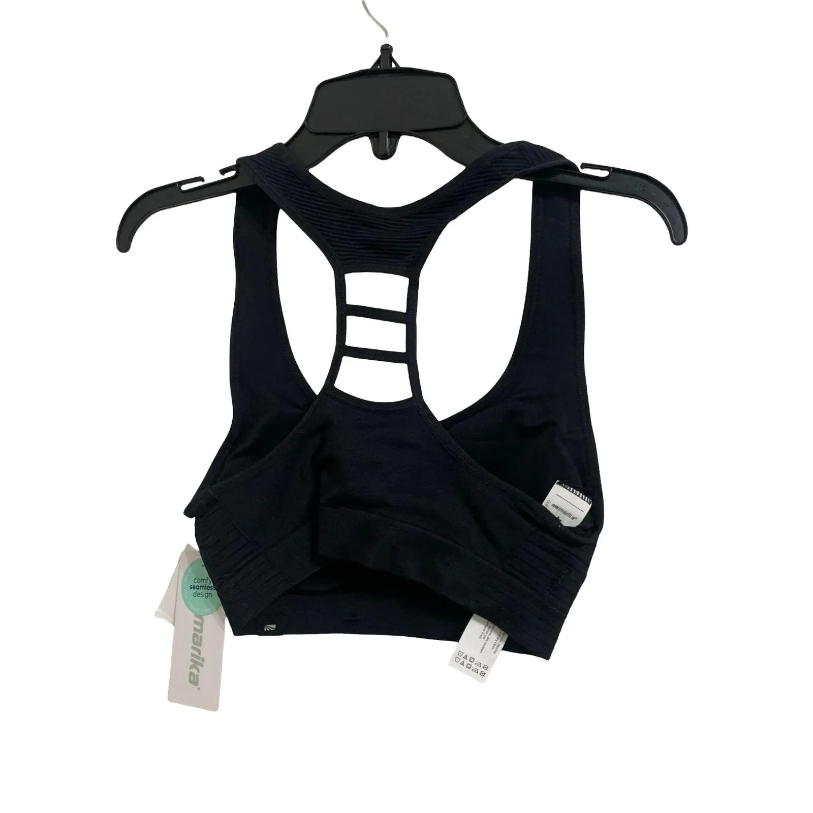Marika Haley Seamless Sports Bra Black Padded Racerback Size XS New - Image 5