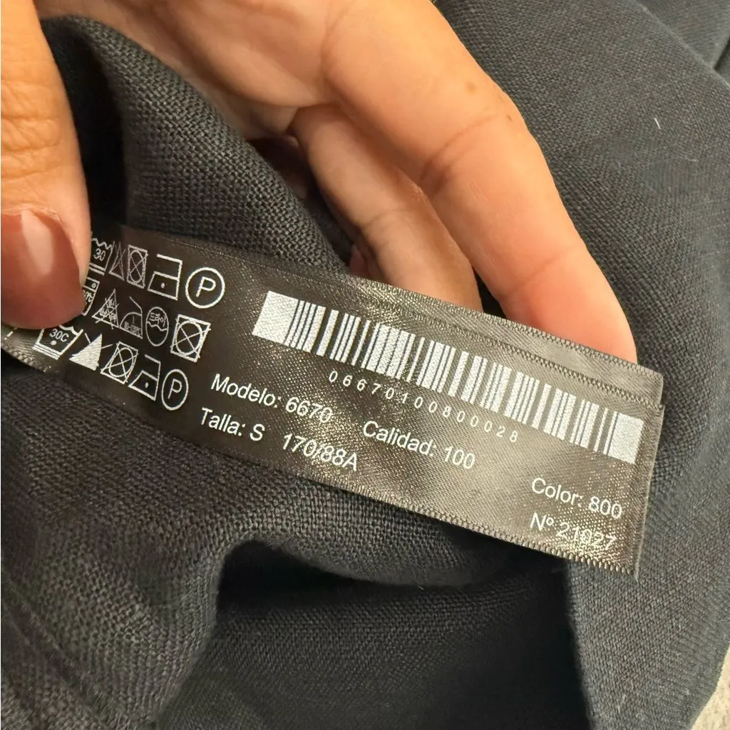 NWT Massimo Dutti 100% Linen Double Strap Jumpsuit w/ Pockets Black Size Small - Image 13