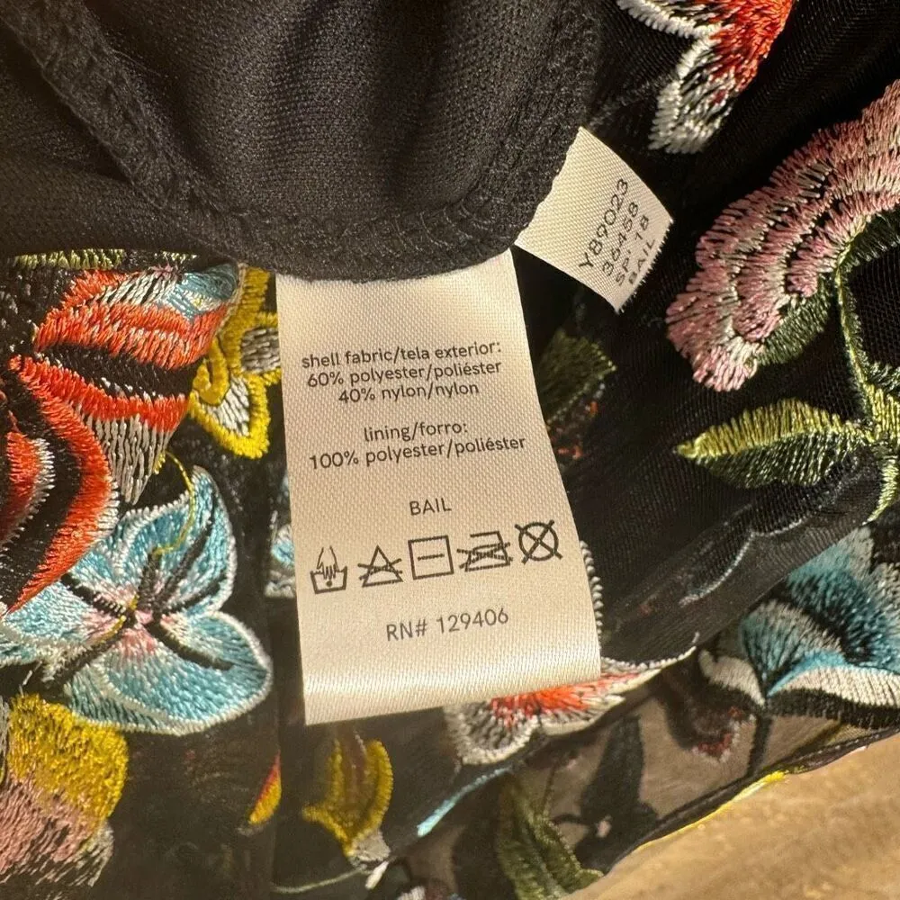 Venus Delicate Black Floral Embroidered Colorful Floral Dress 6 NWT - Image 7