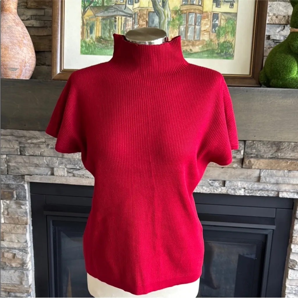 Cable & Gauge Bold Red Turtleneck Top - Image 5