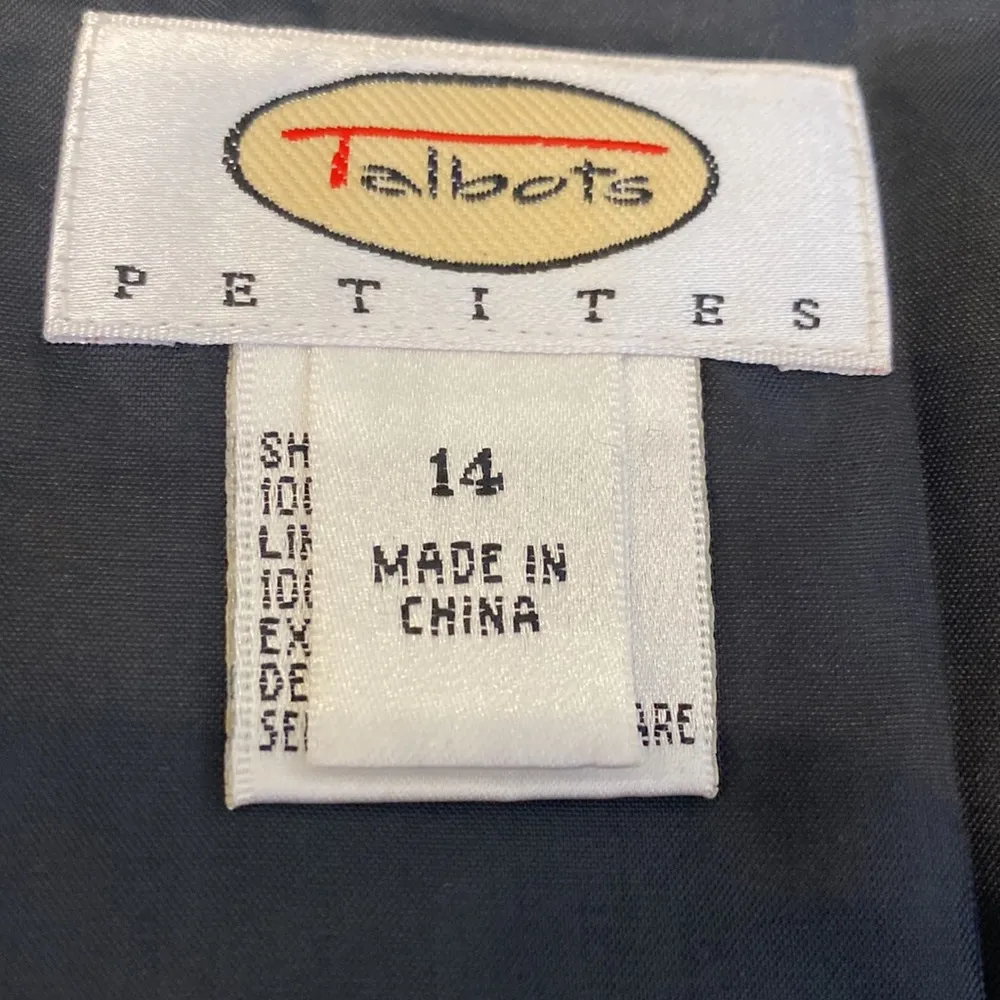 Talbots Petites Black w/Cream Embroidered Flowers A-Line Midi Skirt EUC Sz 14P - Image 5