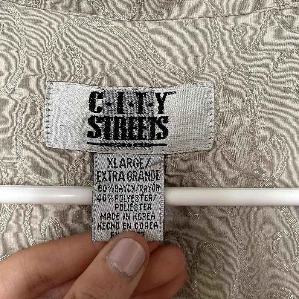 City Streets blush cream button down shirt rayon embroidered detail collared top - Image 4