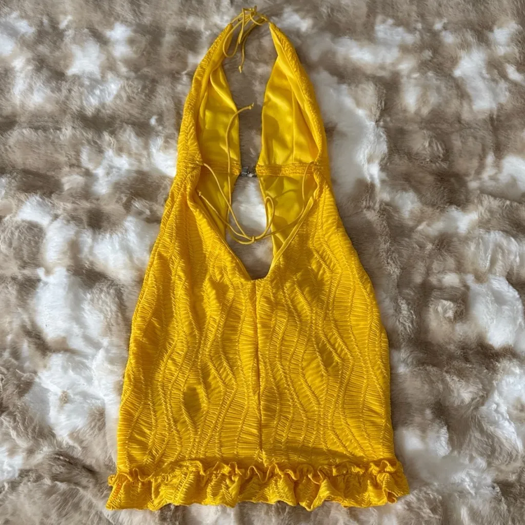 Vibrant Yellow Halter Dress Size XS - Image 2