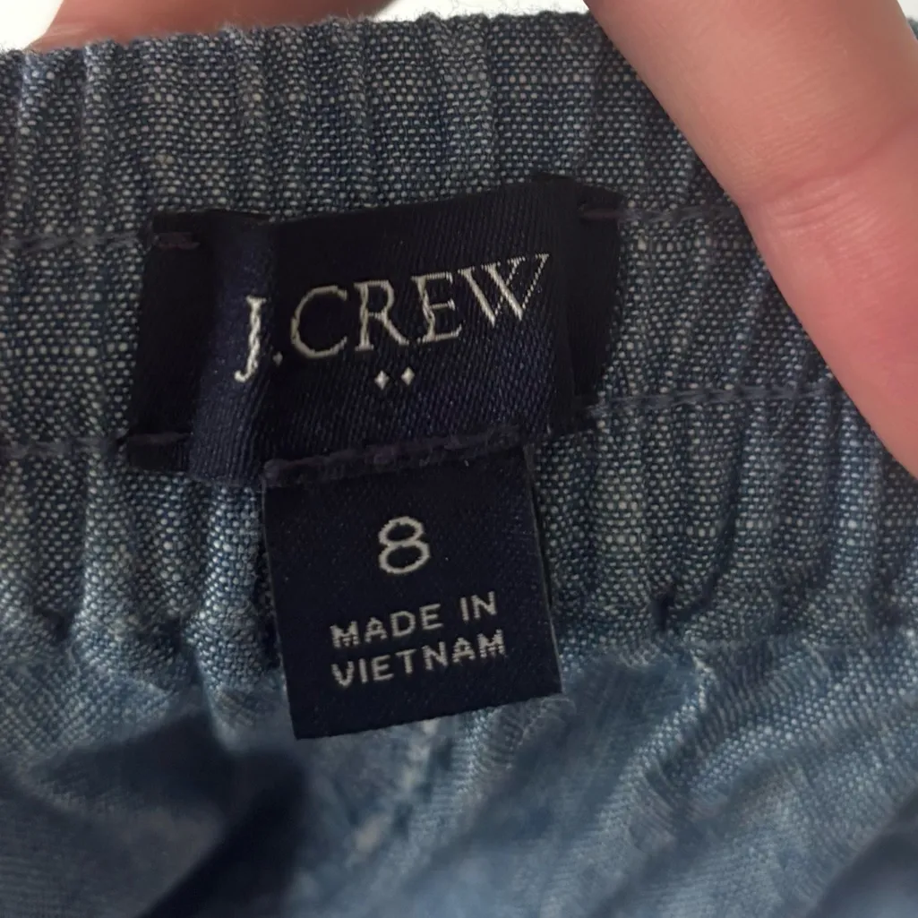 J. Crew Tie Waist Shorts Chambray Cotton Blue Denim Preppy  High Waist - Image 8