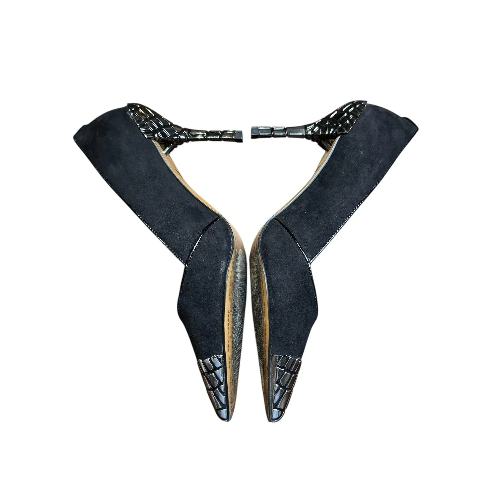 J Renee Shoes Womens Size 7.5 Black Pointed Toe Pumps Stiletto‎ Croc D'Orsay - Image 4