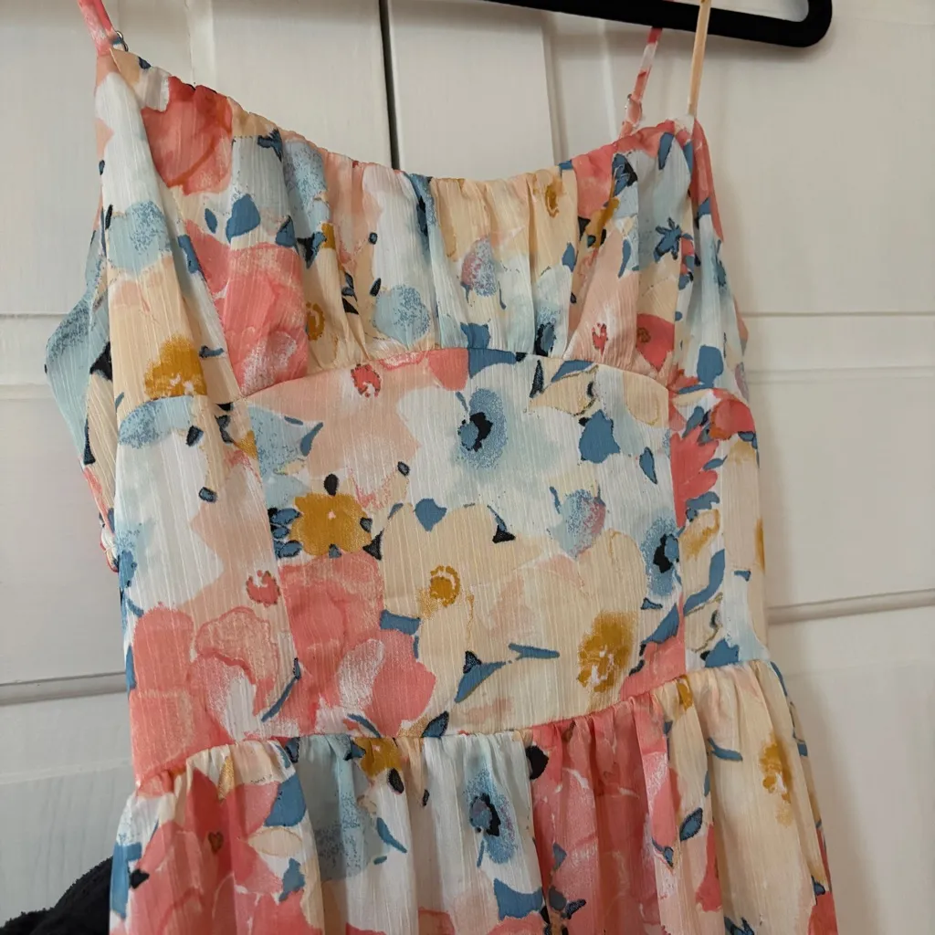 Hello Molly Field of Memories Midi Dress Floral Print Multi Smock Cutout Size 6 - Image 7